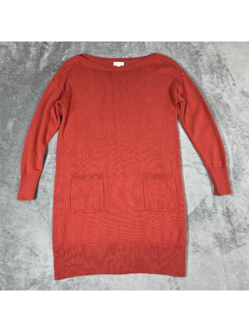 Garnet Hill Dress Small Red Orange Classic Quiet Luxury Feminine Sweater Tunic
